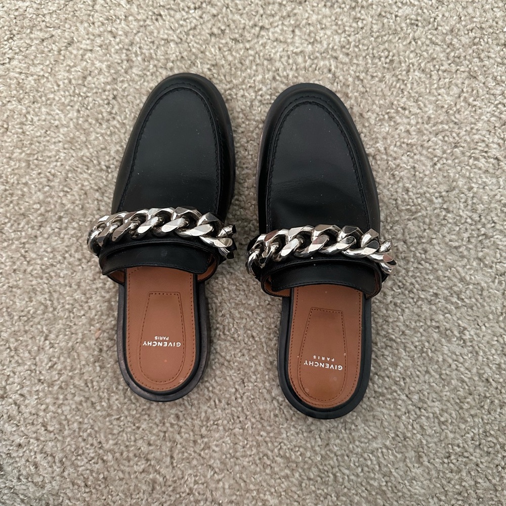 Givenchy Black Chain Leather Mules